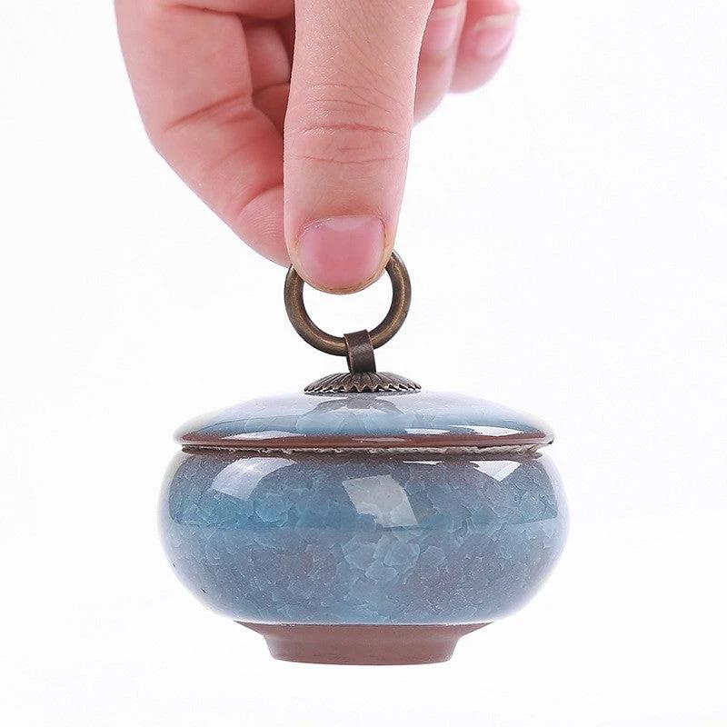 Travel Tea Clay Tea Jar with Cracked Sandwich Design by BowLift
