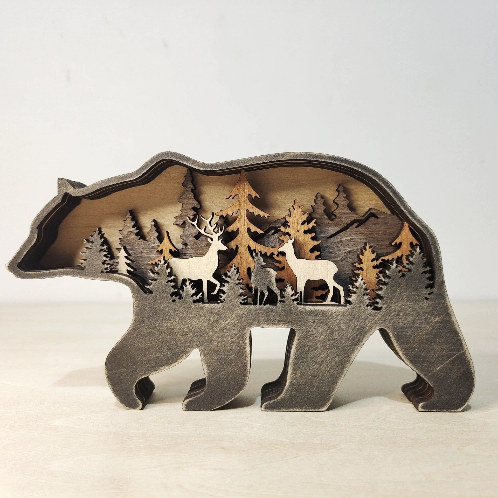 Holiday Gift Wooden Animal Carved Lamp Ornament by BowLift