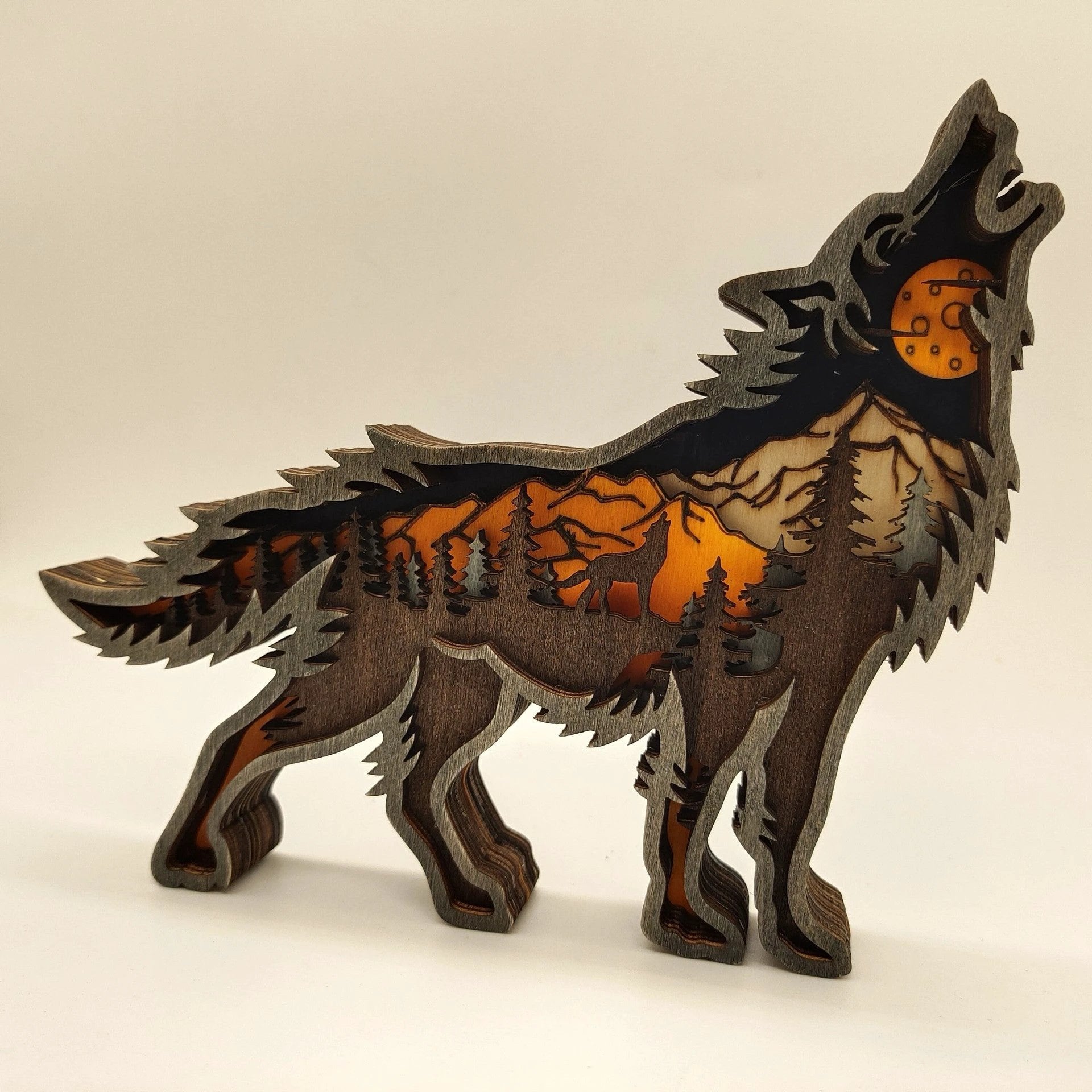 Holiday Gift Wooden Animal Carved Lamp Ornament by BowLift