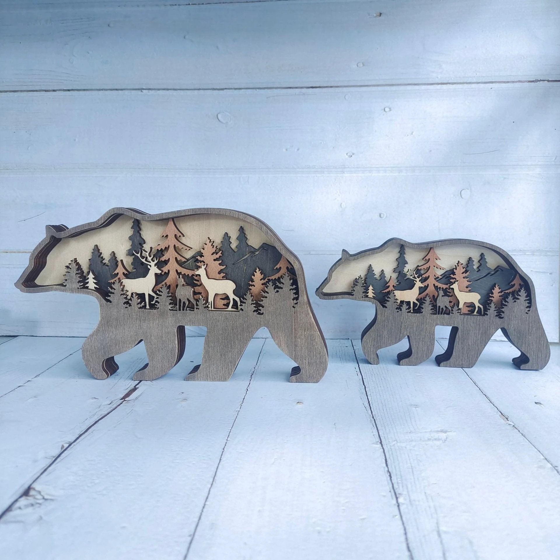 Holiday Gift Wooden Animal Carved Lamp Ornament by BowLift