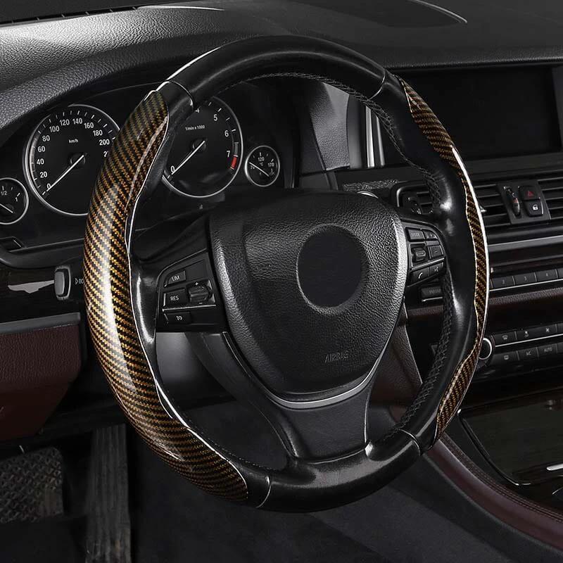 Universal Laser Carbon Fiber Pattern Steering Wheel Cover by BowLift