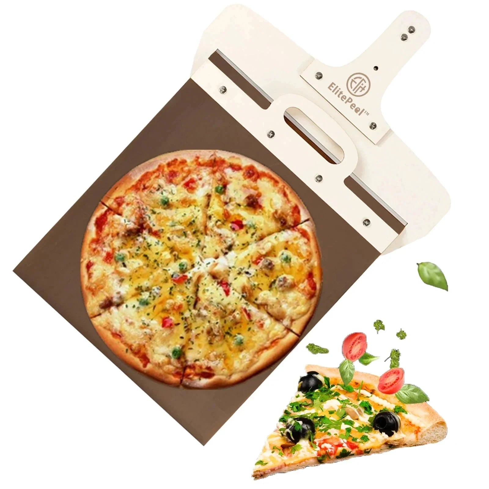 Sliding Pizza Peel Shovel Removable Wooden Handle Pizza Spatula with Tarps by Bowlift