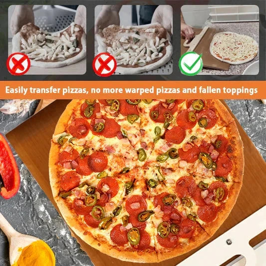 Sliding Pizza Peel Shovel Removable Wooden Handle Pizza Spatula with Tarps by Bowlift