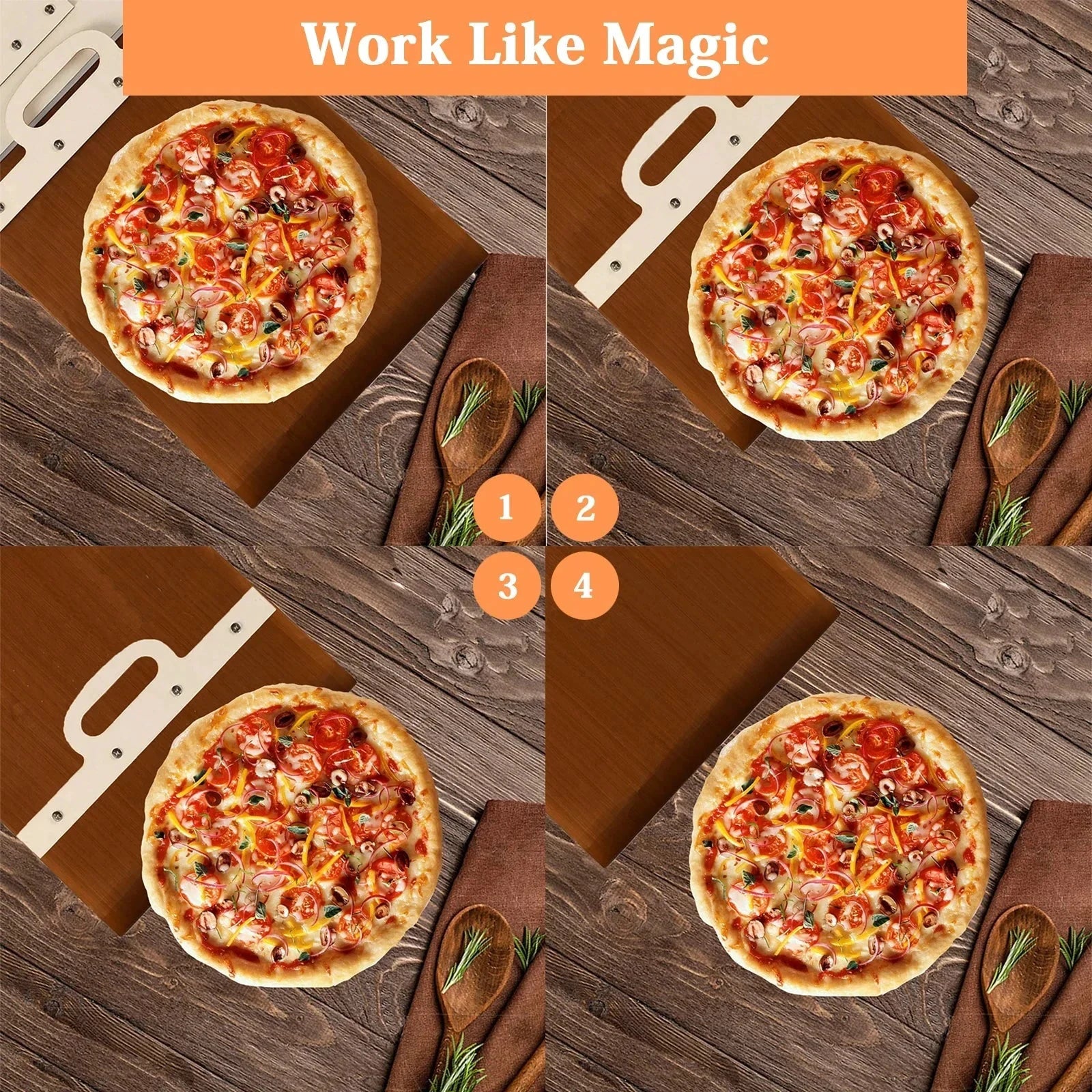 Sliding Pizza Peel Shovel Removable Wooden Handle Pizza Spatula with Tarps by Bowlift