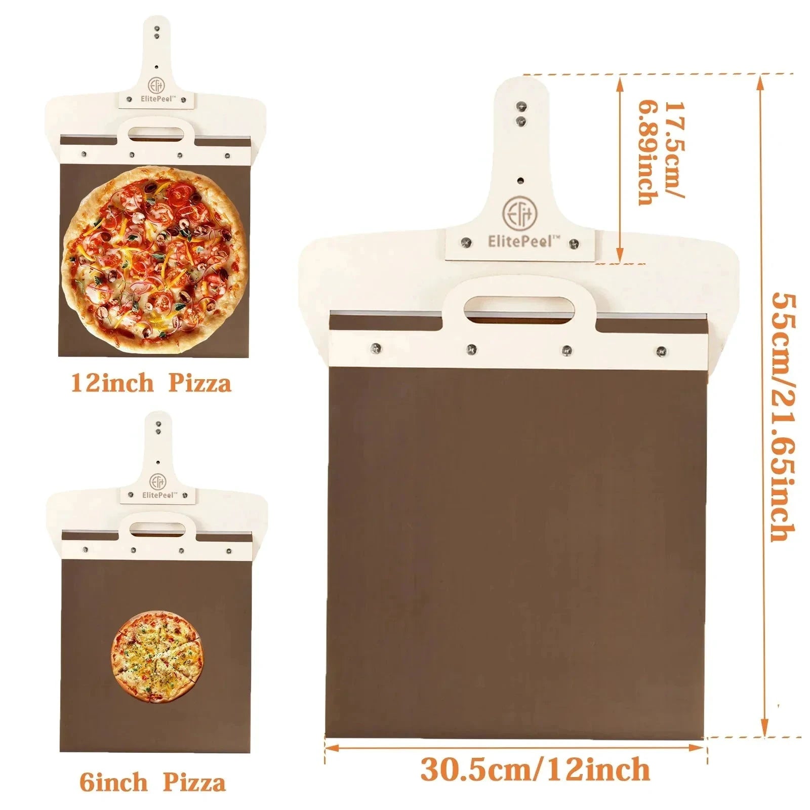 Sliding Pizza Peel Shovel Removable Wooden Handle Pizza Spatula with Tarps by Bowlift