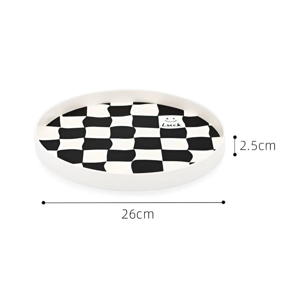 Round Checkerboard Storage Tray by Casa & Beyond
