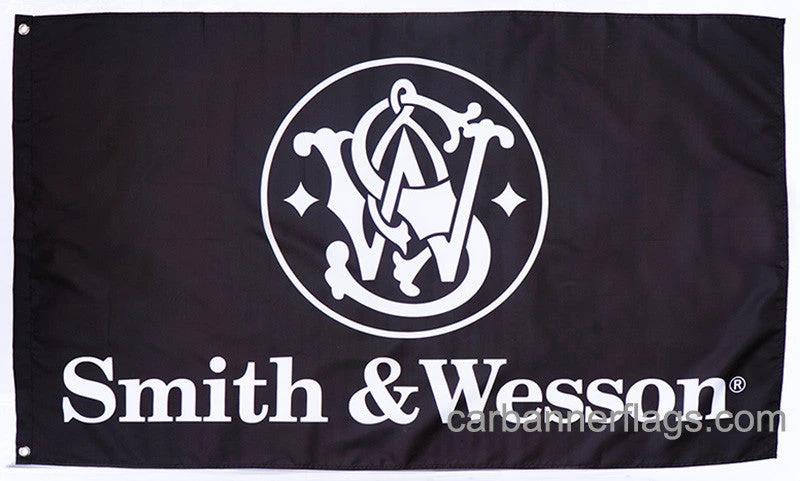Smith Wesson Flag-3x5 FT-Black-100% polyester-2 Metal Grommets Banner-Black by flagsshop