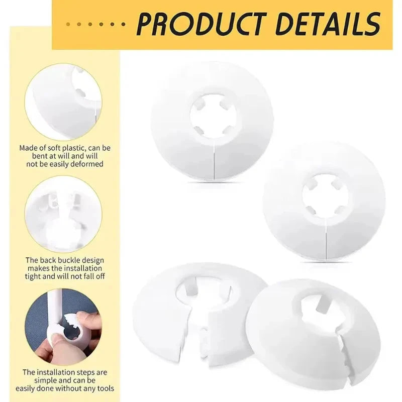 Snap-On Plumbing Cover for Valves Faucet Radiator Pipe Collar Cover by Bowlift