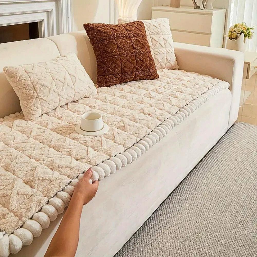 Snuggle Sherpa Plush Sofa Protector Cover by Casa & Beyond