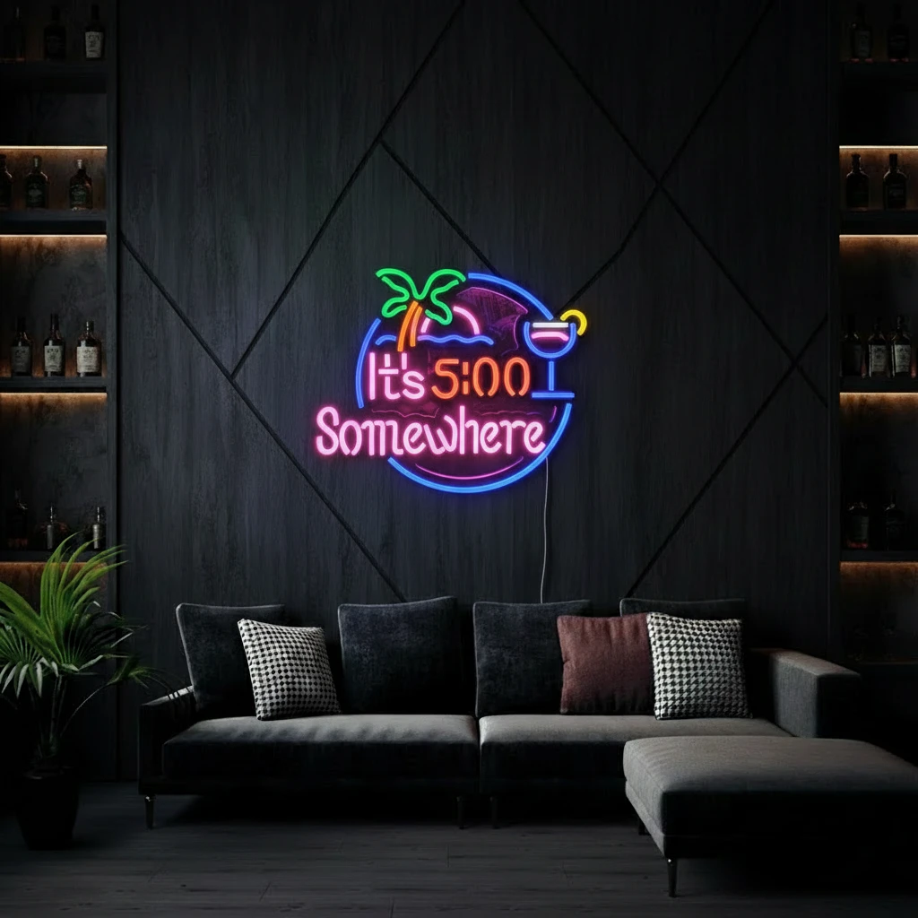 It's 5 O'clock Somewhere Neon Sign Shop Decor Neon Sign by Neonchics