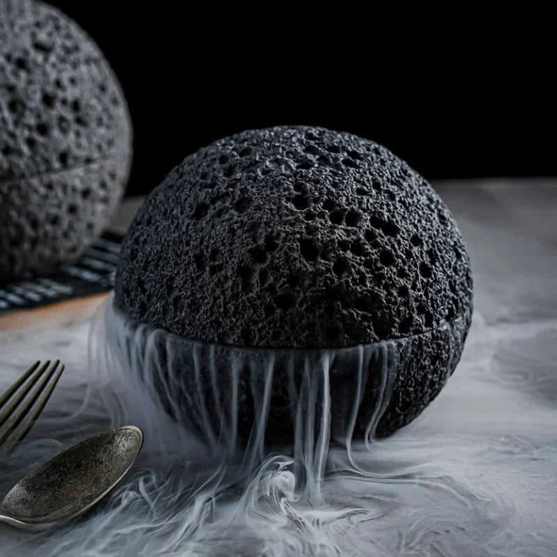 Special Lava Stone Planet Sashimi Seafood Dry Ice Serving Plate by Bowlift