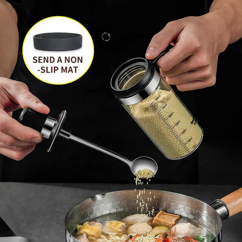 Spice Seasoning Bottle Kitchen Glass Transparent Bottle With Spoon by Bowlift