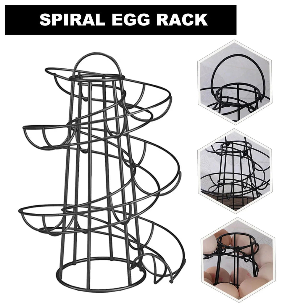 Spiral Egg Rack Egg Stand Multi-functional Metal Spiral Egg Basket by Bowlift