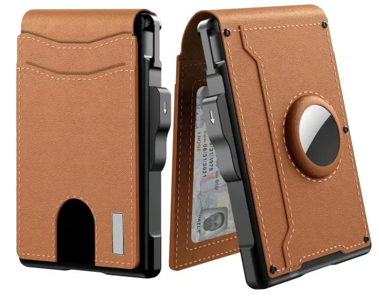 Pop Up aluminum bag Money Clip Slim Leather Slots Credit Card Holder RFID Blocking Bifold Minimalist Wallet by BowLift