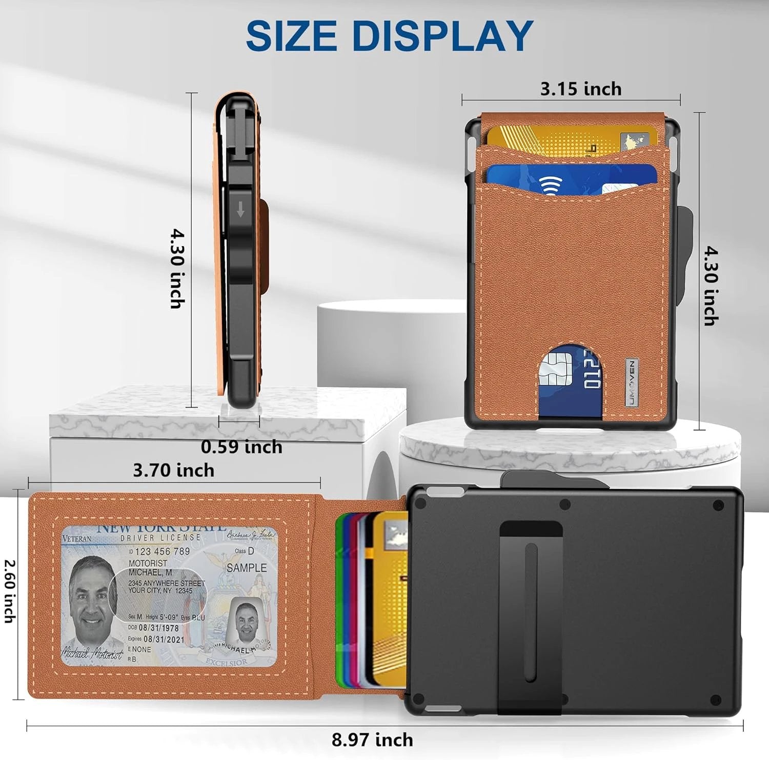 Pop Up aluminum bag Money Clip Slim Leather Slots Credit Card Holder RFID Blocking Bifold Minimalist Wallet by BowLift