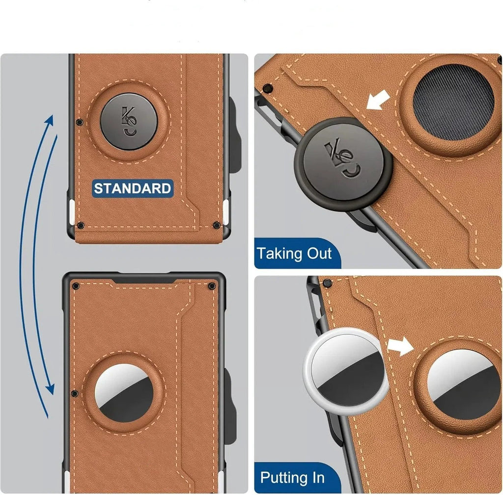 Pop Up aluminum bag Money Clip Slim Leather Slots Credit Card Holder RFID Blocking Bifold Minimalist Wallet by BowLift