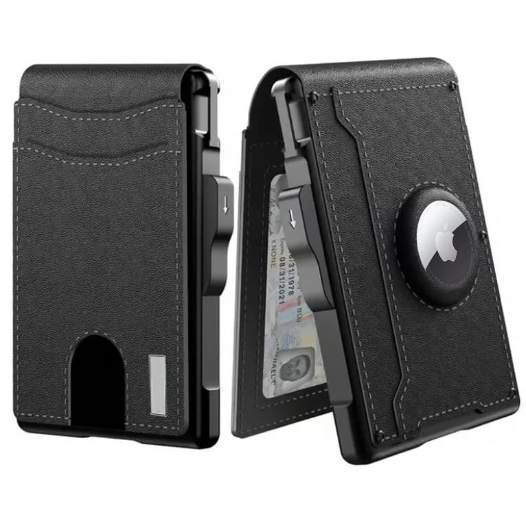 Pop Up aluminum bag Money Clip Slim Leather Slots Credit Card Holder RFID Blocking Bifold Minimalist Wallet by BowLift
