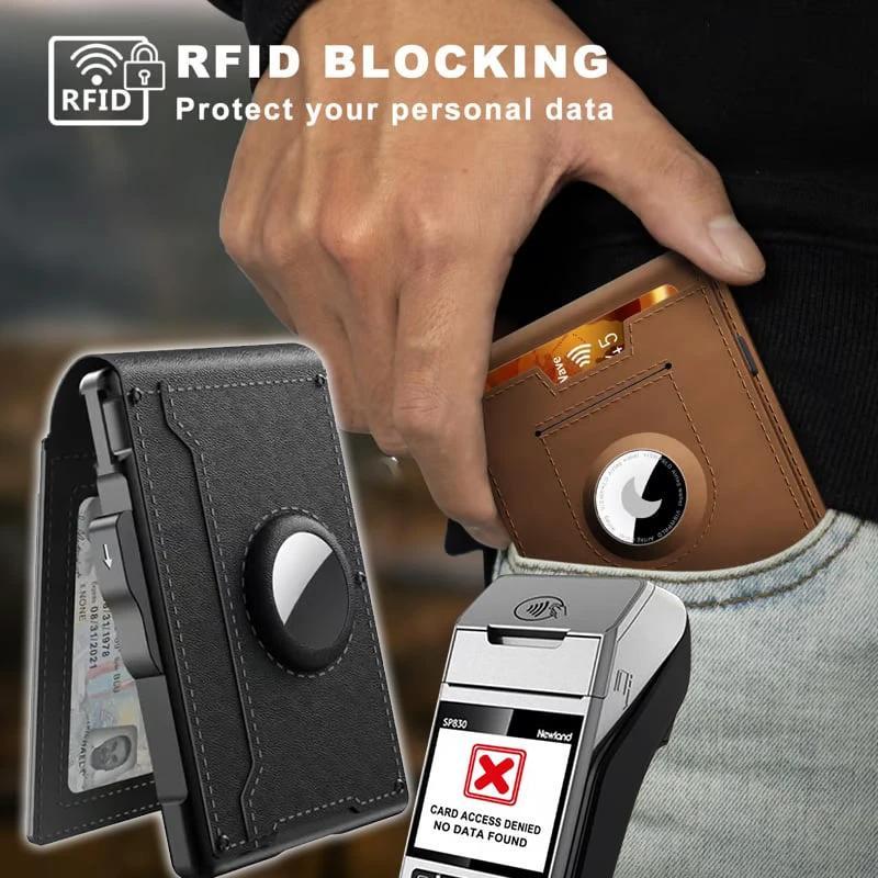 Pop Up aluminum bag Money Clip Slim Leather Slots Credit Card Holder RFID Blocking Bifold Minimalist Wallet by BowLift