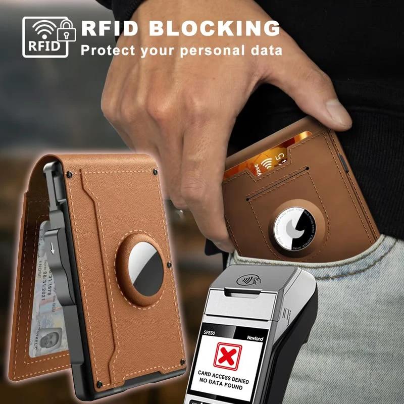 Pop Up aluminum bag Money Clip Slim Leather Slots Credit Card Holder RFID Blocking Bifold Minimalist Wallet by BowLift