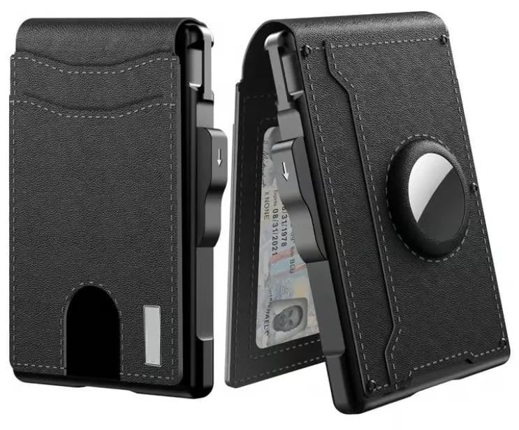 Pop Up aluminum bag Money Clip Slim Leather Slots Credit Card Holder RFID Blocking Bifold Minimalist Wallet by BowLift