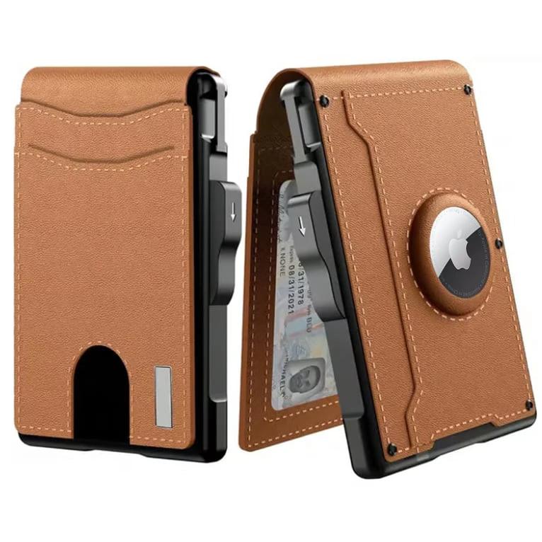Pop Up aluminum bag Money Clip Slim Leather Slots Credit Card Holder RFID Blocking Bifold Minimalist Wallet by BowLift