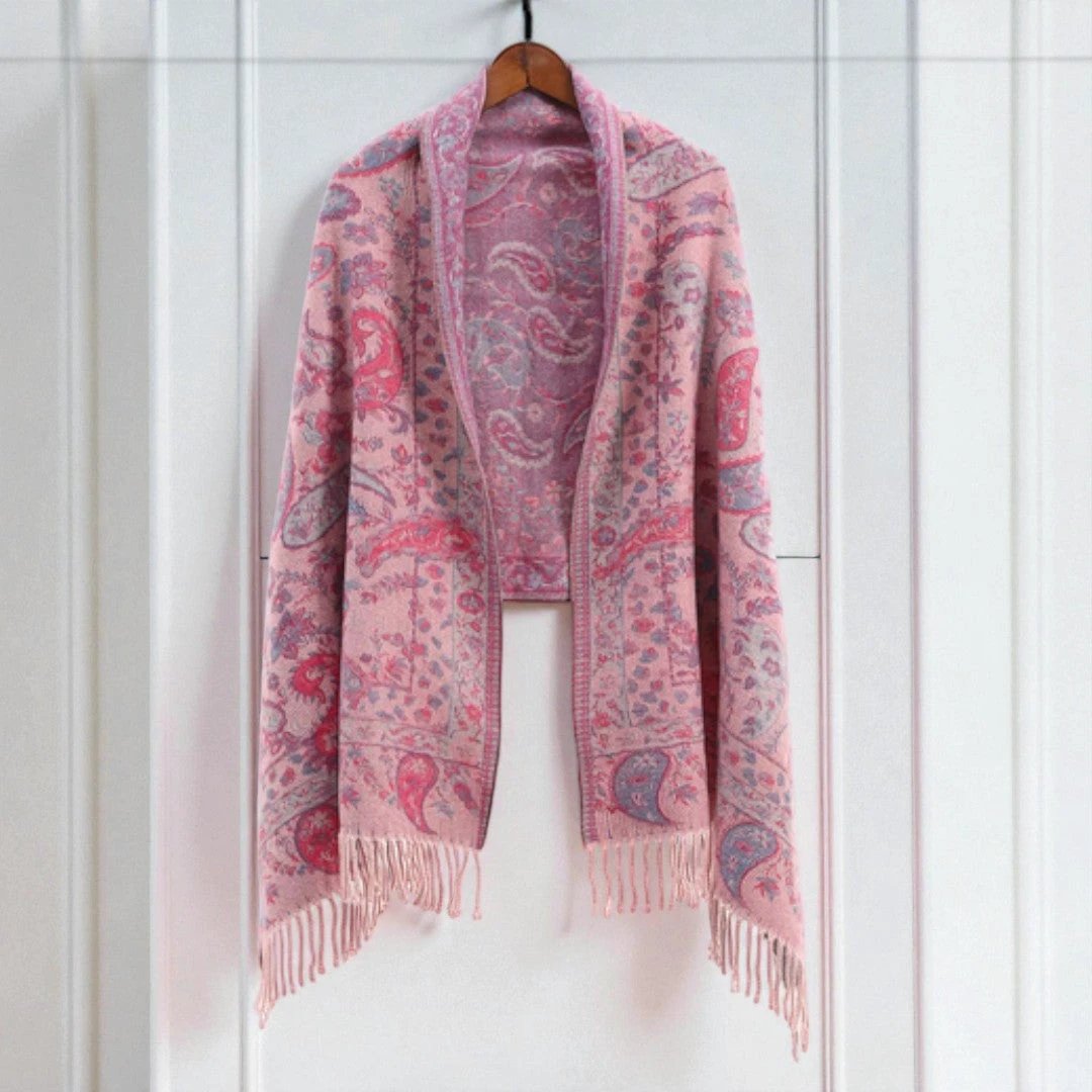 Paisley Elegance Winter Poncho Shawl by Casa & Beyond