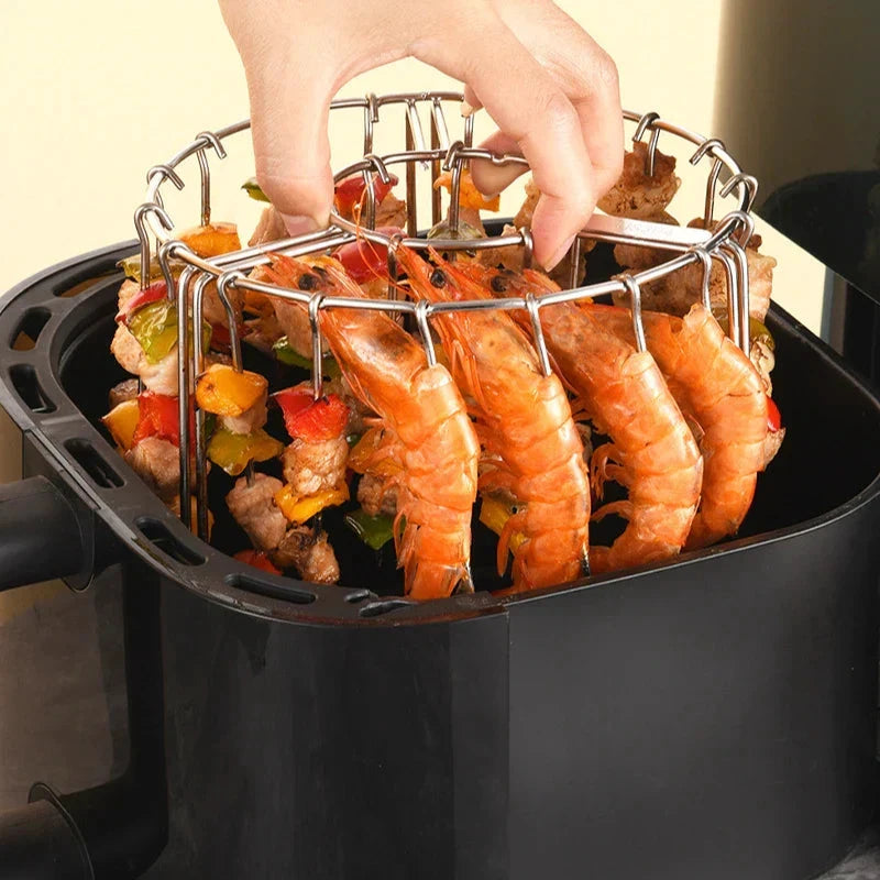 Stainless Steel Air Fryer Kebab Rack Vertical Hanging Skewer Grill by Bowlift