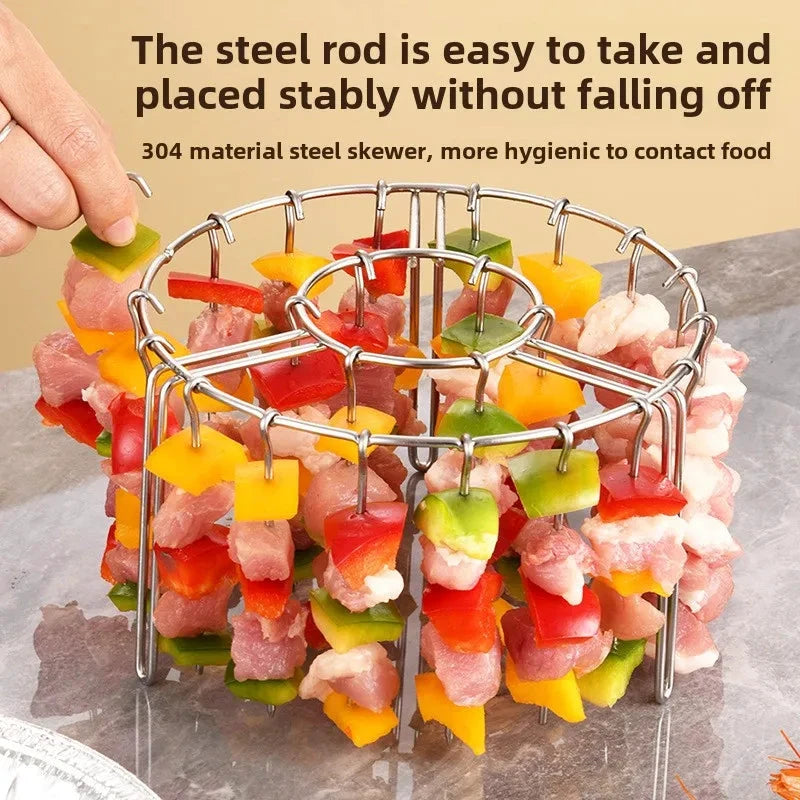 Stainless Steel Air Fryer Kebab Rack Vertical Hanging Skewer Grill by Bowlift