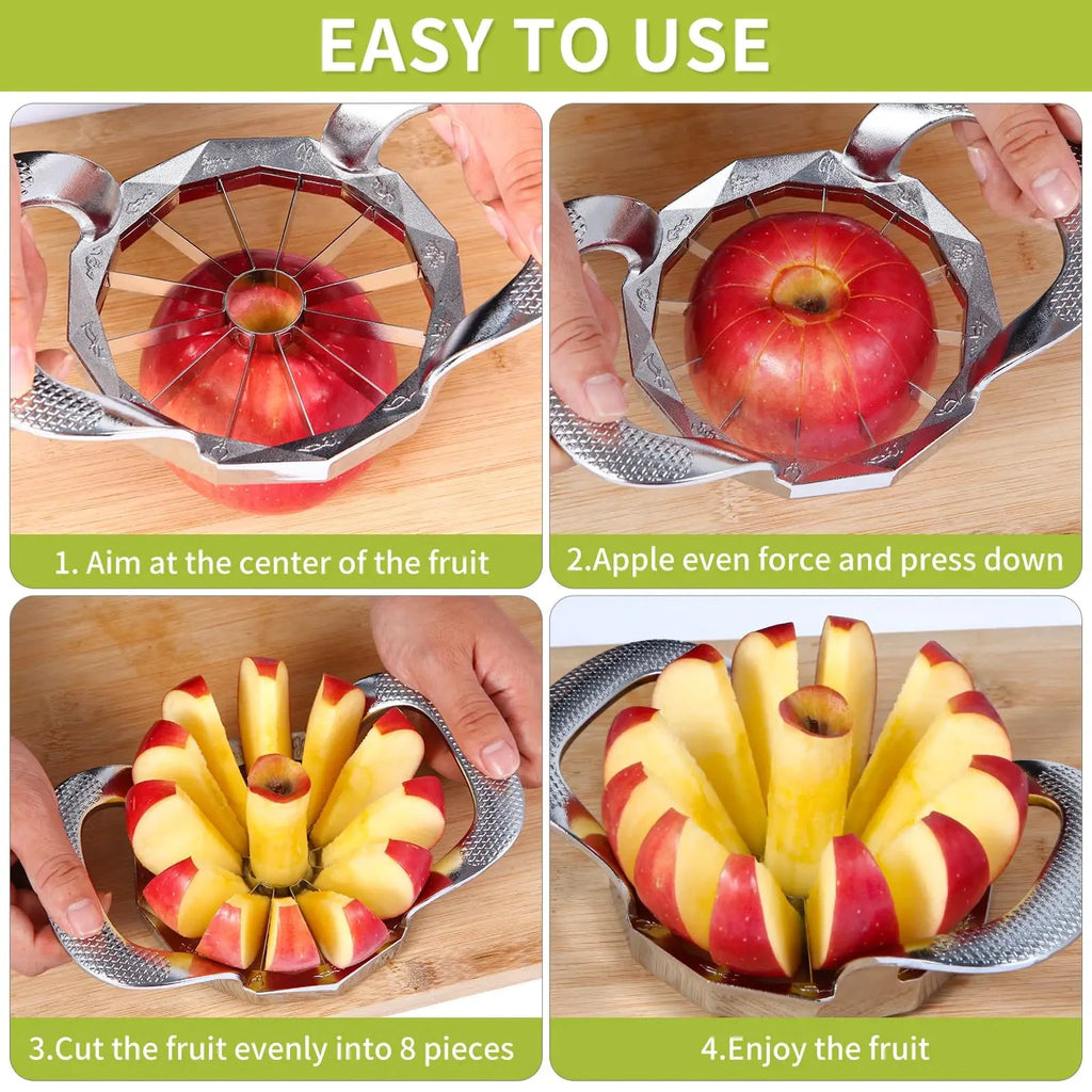 Stainless Steel Apple Slicer Heavy Duty Sharp Fruit Cutter and Divider by Bowlift