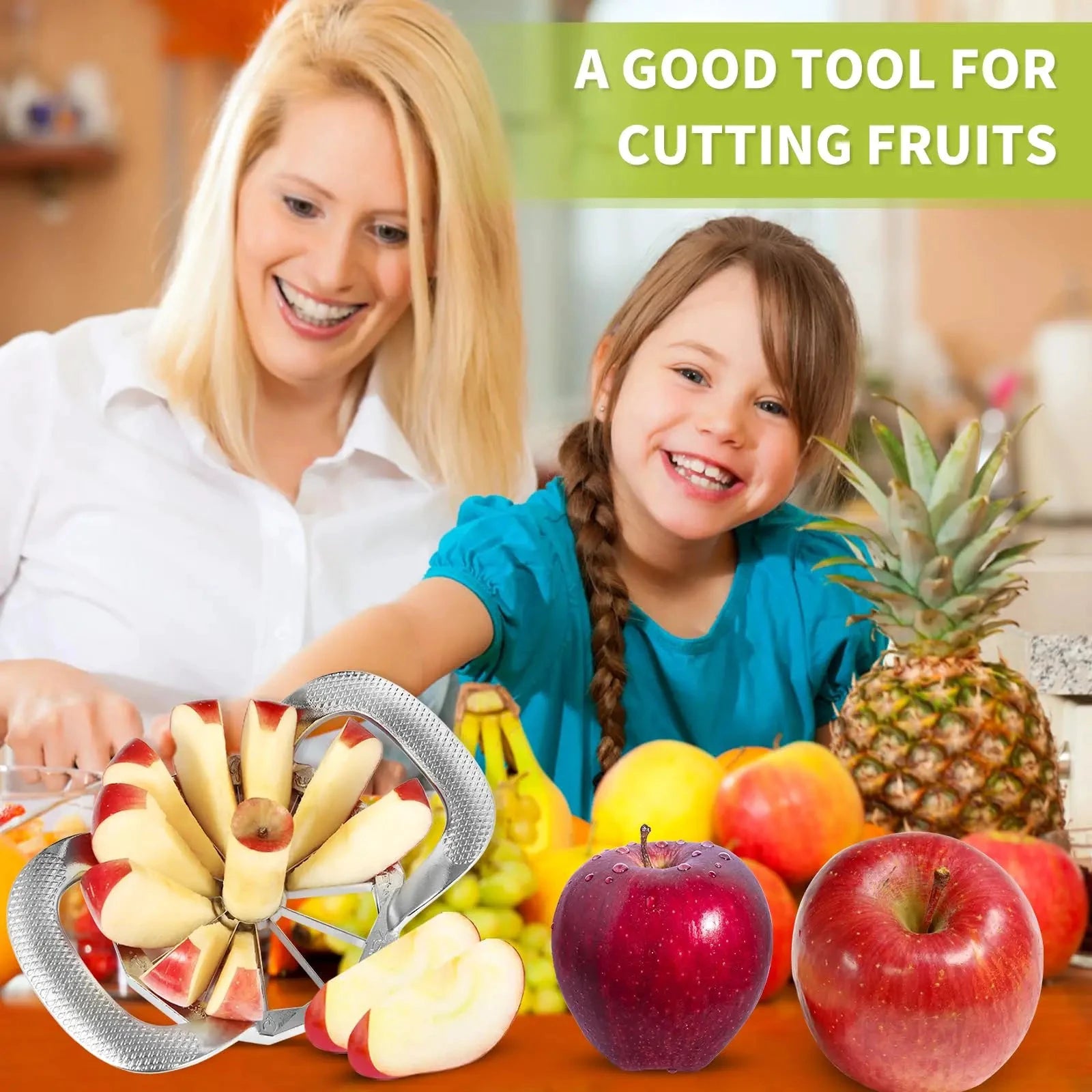 Stainless Steel Apple Slicer Heavy Duty Sharp Fruit Cutter and Divider by Bowlift