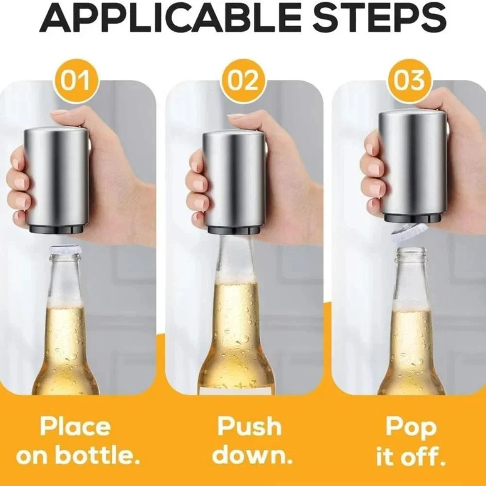 Stainless Steel Automatic Beer Bottle Opener Wine Cap Opener by Bowlift
