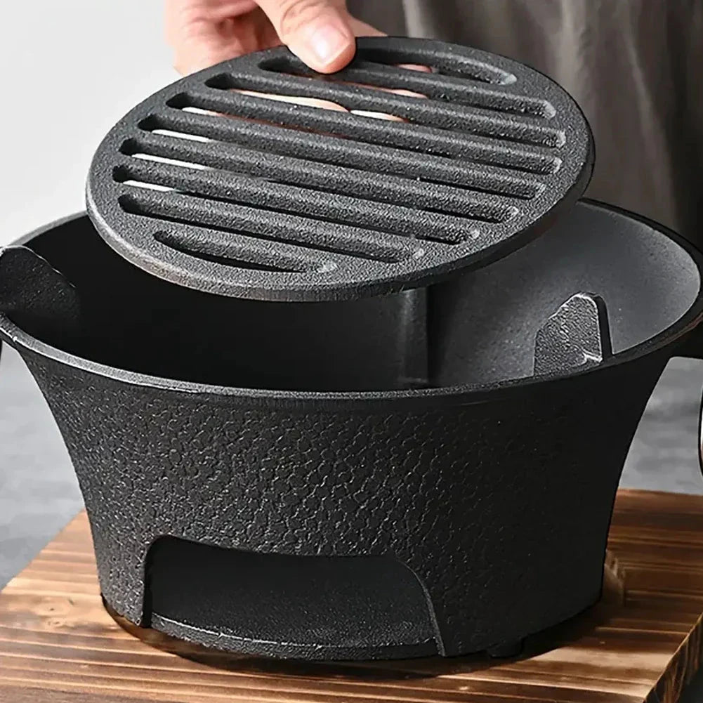 Stainless Steel BBQ Grill Tabletop Cast Iron Charcoal Grill Stove by Bowlift