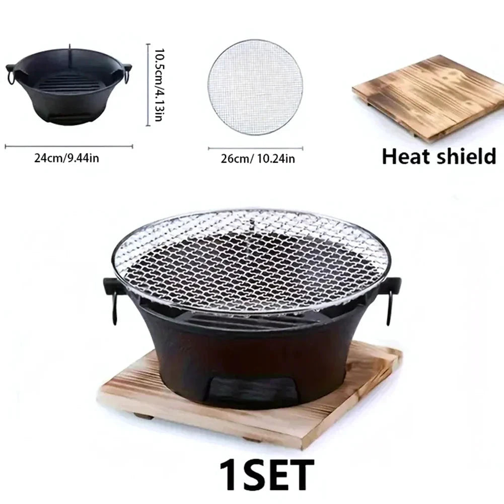 Stainless Steel BBQ Grill Tabletop Cast Iron Charcoal Grill Stove by Bowlift