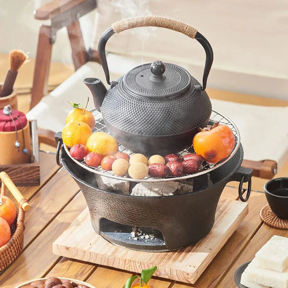 Stainless Steel BBQ Grill Tabletop Cast Iron Charcoal Grill Stove by Bowlift
