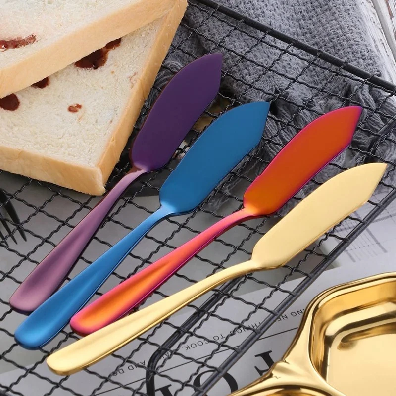 Stainless Steel Butter Knife Colorful Dessert Jam Cream Cheese Spreader by Bowlift