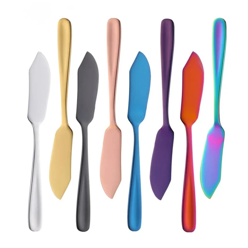 Stainless Steel Butter Knife Colorful Dessert Jam Cream Cheese Spreader by Bowlift