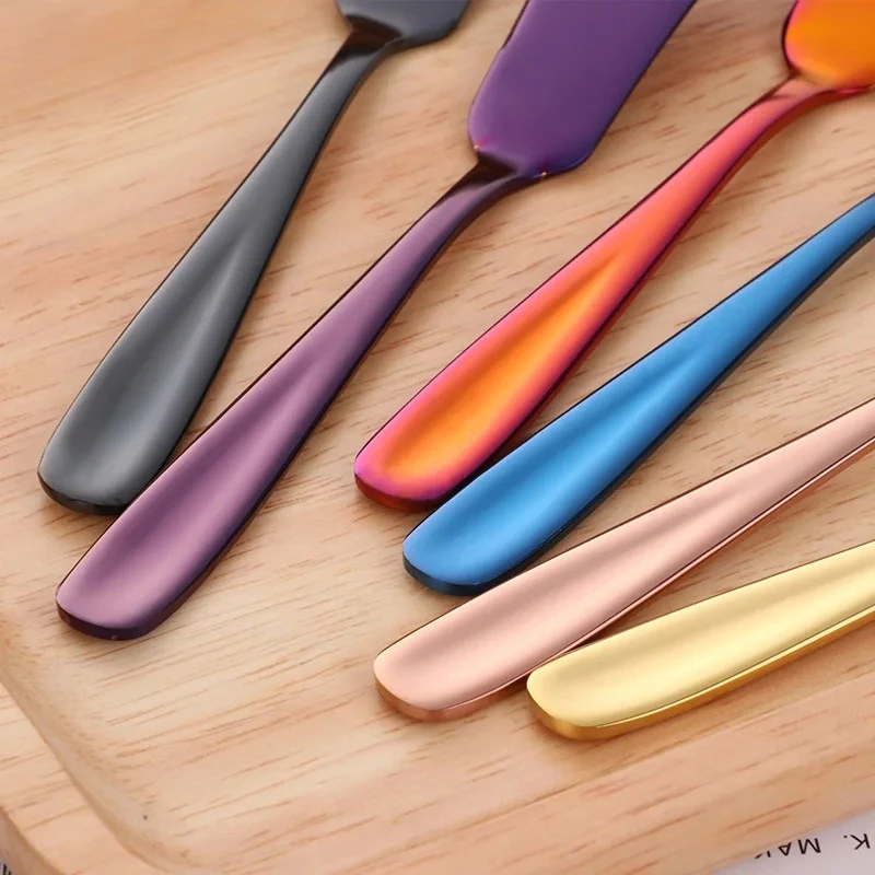 Stainless Steel Butter Knife Colorful Dessert Jam Cream Cheese Spreader by Bowlift