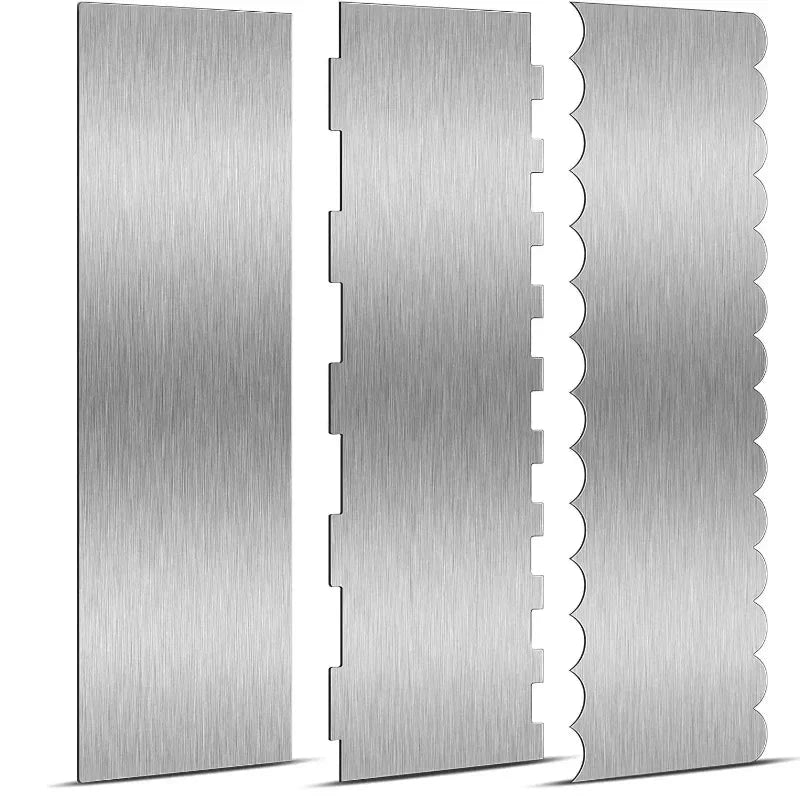 Stainless Steel Cake Scraper Double-Sided Patterned Pastry Decorating by Bowlift