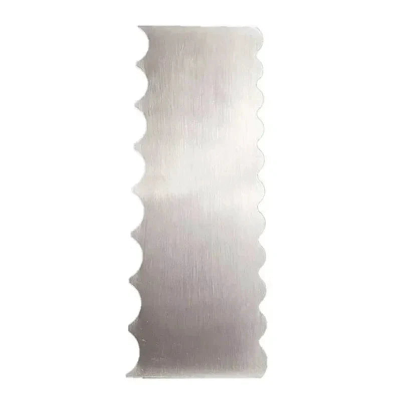 Stainless Steel Cake Scraper Double-Sided Patterned Pastry Decorating by Bowlift