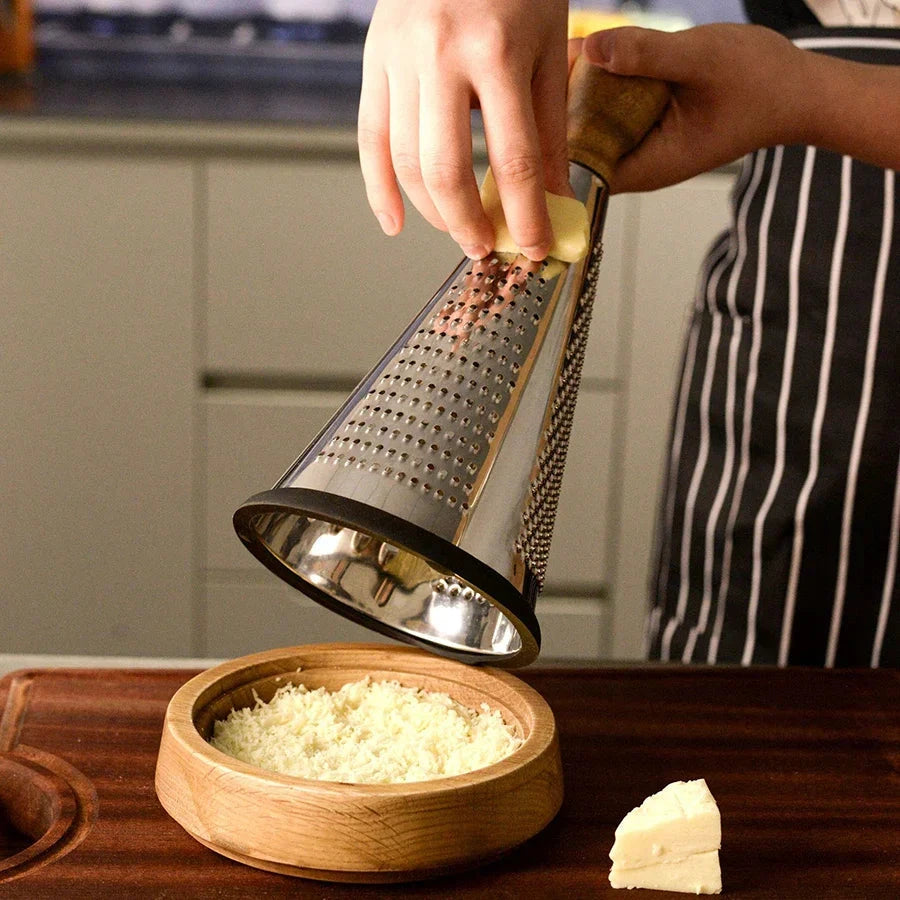Stainless Steel Cone Cheese Grater Multi Purpose Manual Rotary Grater by Bowlift
