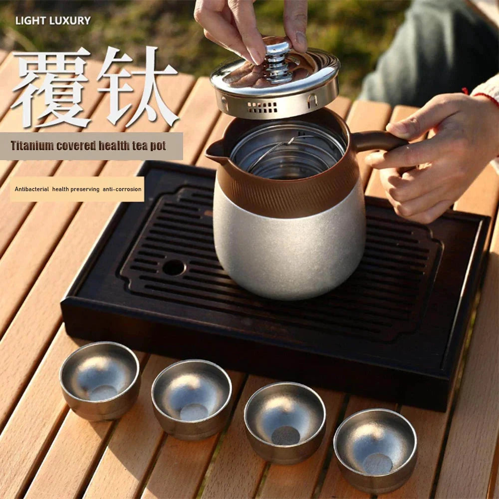 Stainless Steel Covered Stew Teapot with Titanium-Coated Inner Thermos by Bowlift