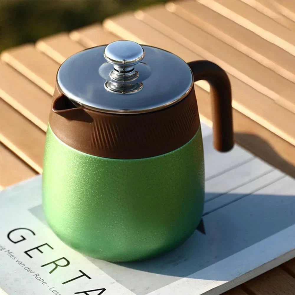 Stainless Steel Covered Stew Teapot with Titanium-Coated Inner Thermos by Bowlift