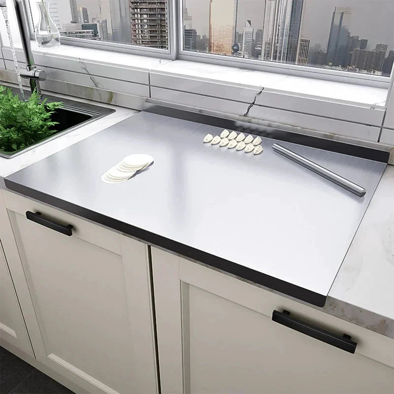 Stainless Steel Cutting Board with Lip Multifunction Chopping Board by Bowlift