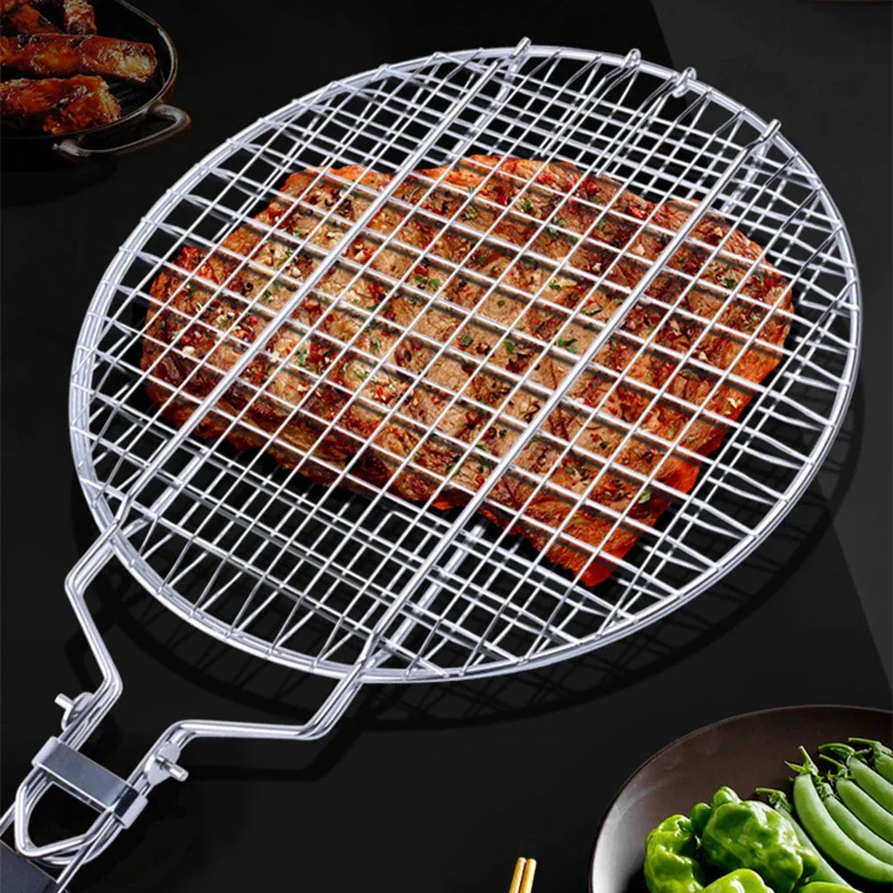 Stainless Steel Folding Grill Net Clip Square Grill Net Detachable Grill by Bowlift