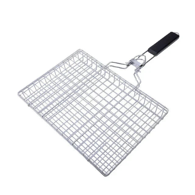 Stainless Steel Folding Grill Net Clip Square Grill Net Detachable Grill by Bowlift