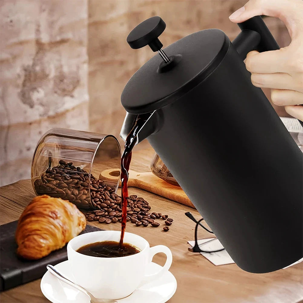 Stainless Steel French Press Double Wall Insulated Coffee Tea Maker by Bowlift