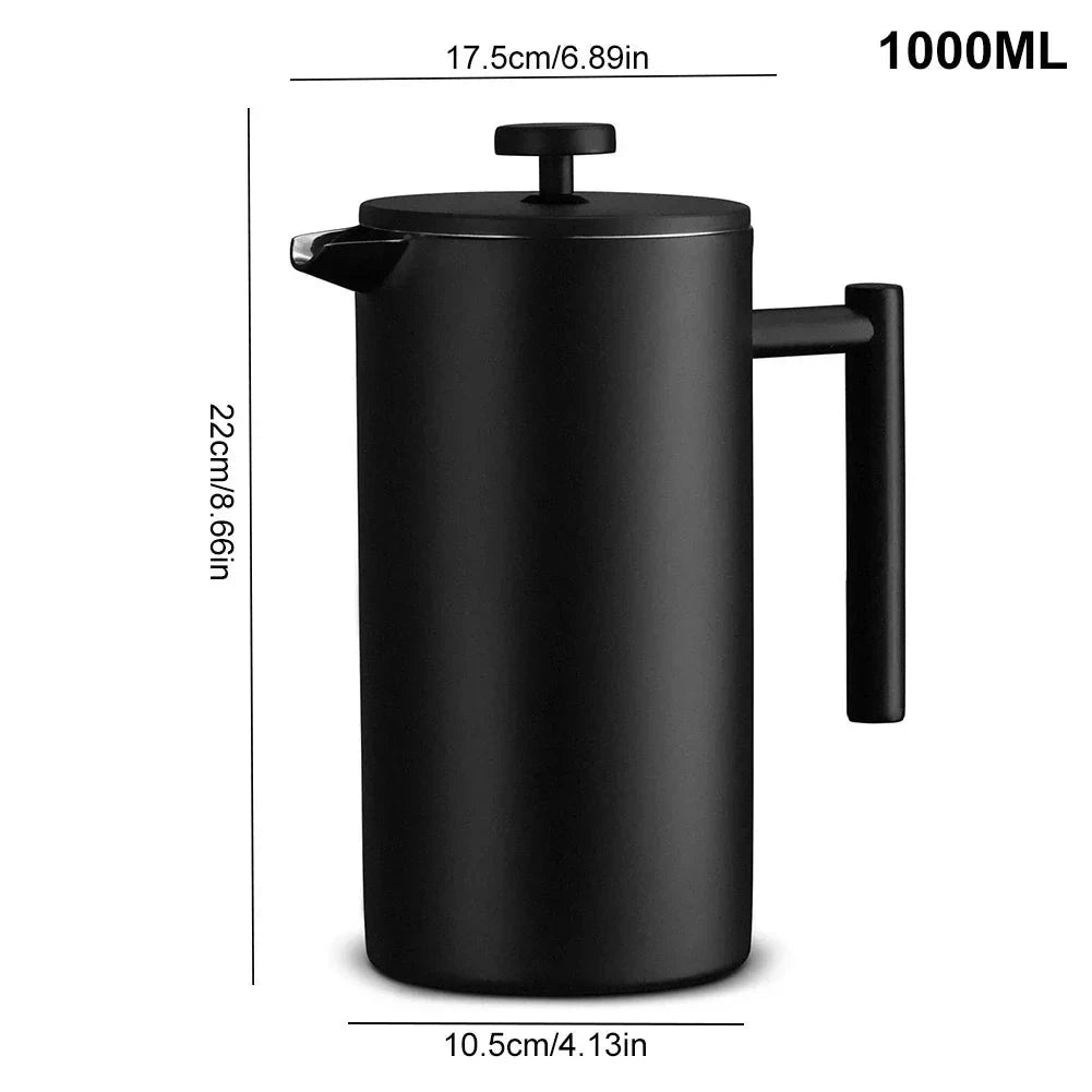 Stainless Steel French Press Double Wall Insulated Coffee Tea Maker by Bowlift