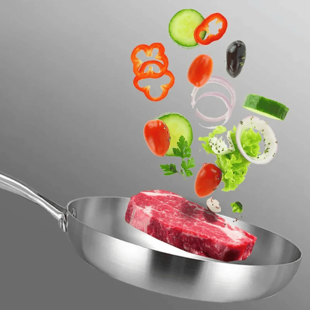 Stainless Steel Frying Pan Thick Wok Pan Fried Steak Pot Cookware by Bowlift