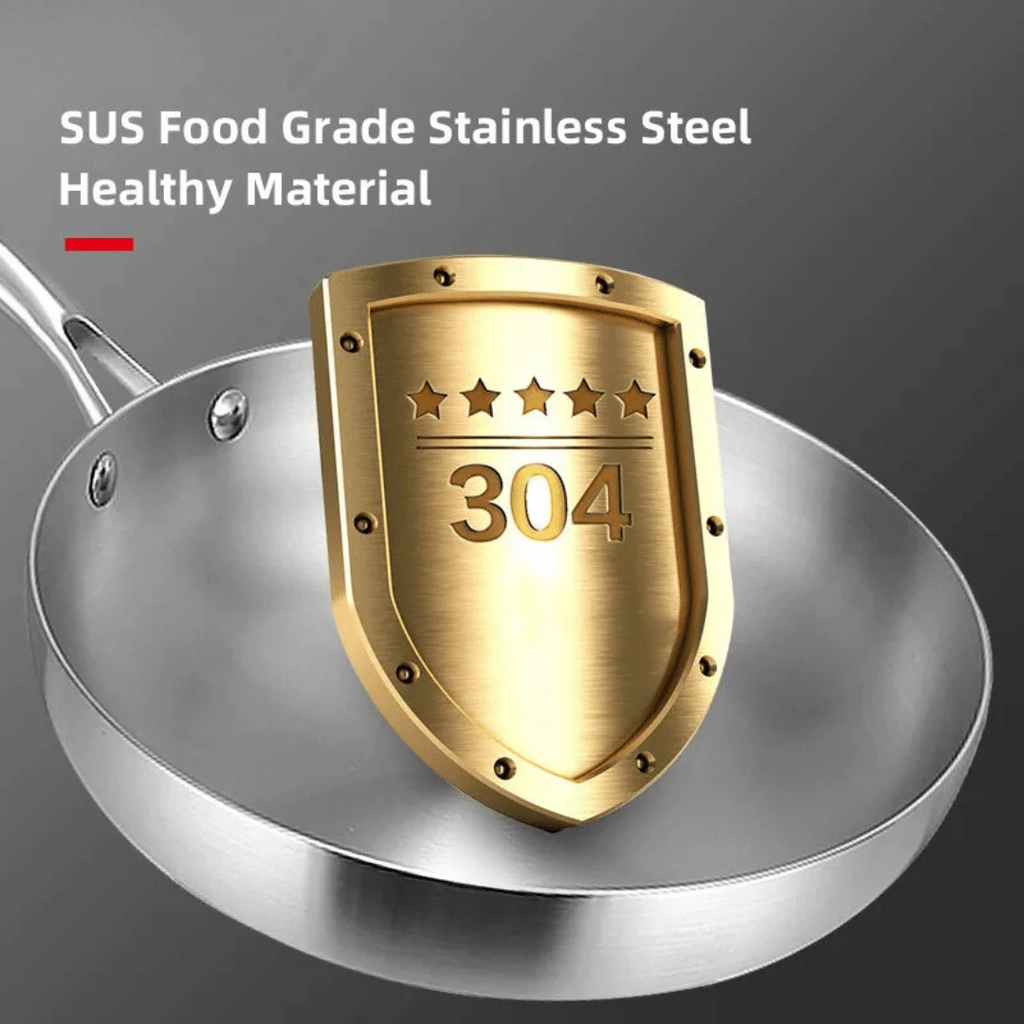 Stainless Steel Frying Pan Thick Wok Pan Fried Steak Pot Cookware by Bowlift