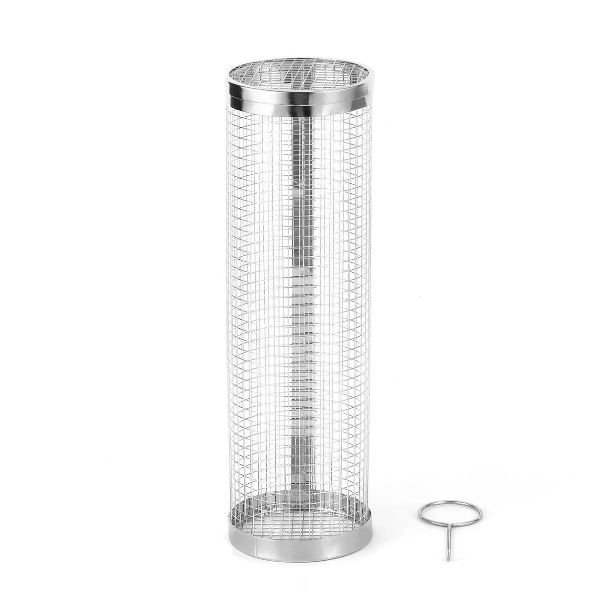 Stainless Steel Grill Basket Portable Barbecue Cage Rolling Grilling Basket by Bowlift